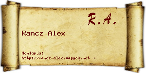 Rancz Alex névjegykártya